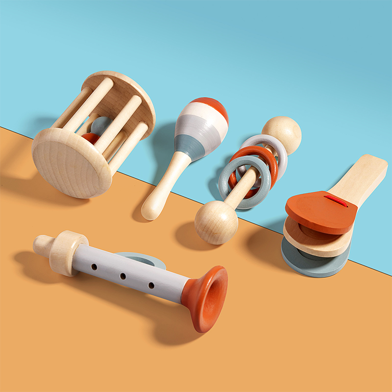 Natural Wooden Rattle Toy Set  - Musical Instrument Harmonium ulasan dan harga