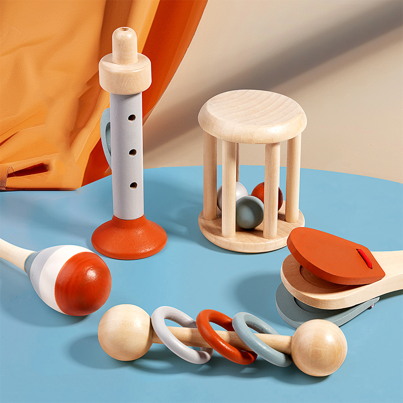 Natural Wooden Rattle Toy Set  - Musical Instrument Harmonium ulasan dan harga