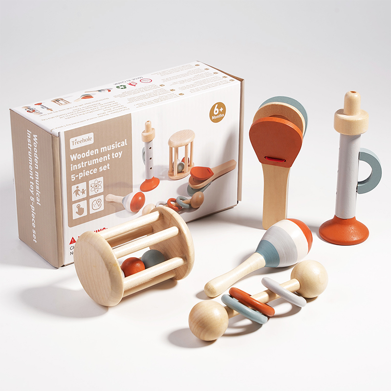 Natural Wooden Rattle Toy Set  - Musical Instrument Harmonium ulasan dan harga