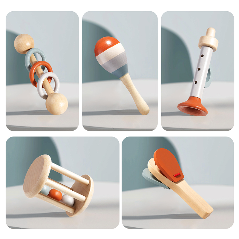Natural Wooden Rattle Toy Set  - Musical Instrument Harmonium ulasan dan harga